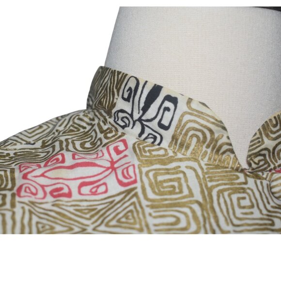 Vintage 50s 1950s Cheongsam Style Wiggle Dress Metallic Gold Intricate Print S M - Picture 7 of 9